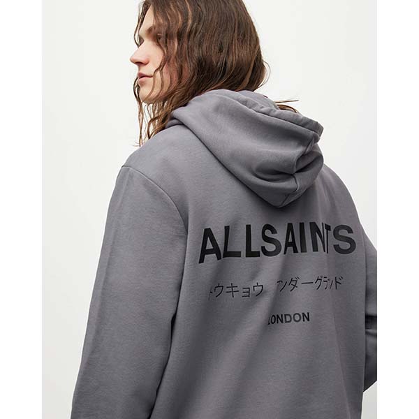 Allsaints Australia Mens Underground Oversized Pullover Hoodie Grey AU64-236